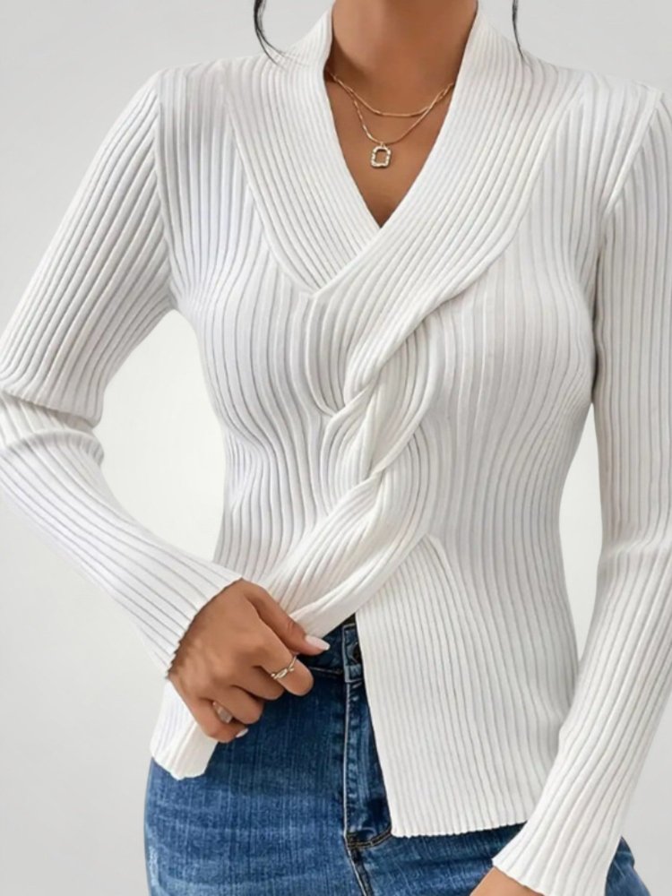Pull Tricoté Col V Élégant et Confortable 1 - Mode Lumière