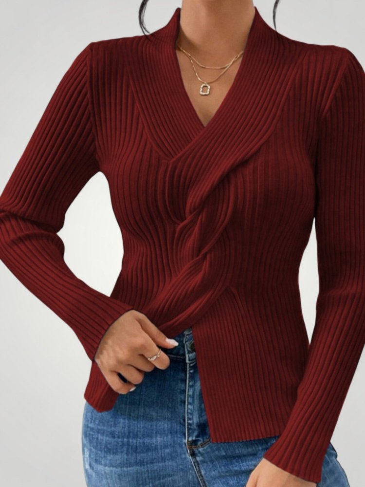 Pull Tricoté Col V Élégant et Confortable 3 - Mode Lumière