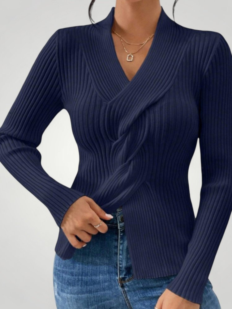 Pull Tricoté Col V Élégant et Confortable 4 - Mode Lumière