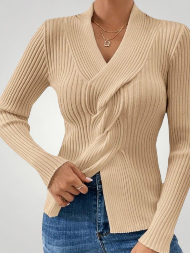 Pull Tricoté Col V Élégant et Confortable 5 - Mode Lumière
