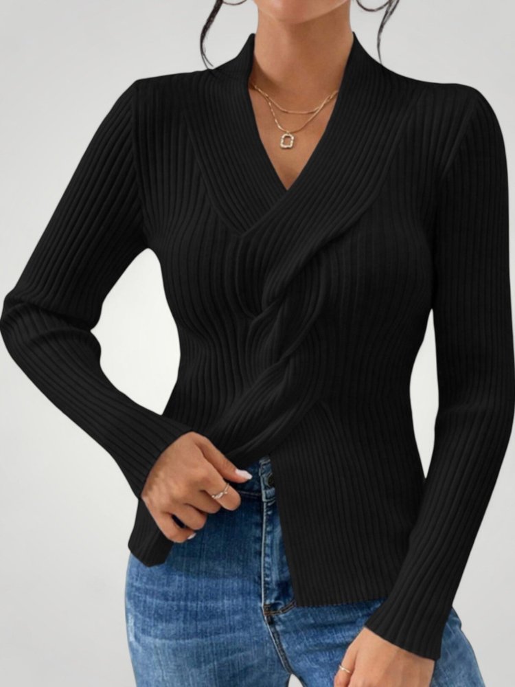 Pull Tricoté Col V Élégant et Confortable 6 - Mode Lumière
