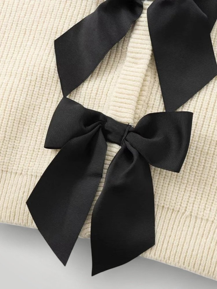 Pull Tricoté Élégant avec Détail Nœud 5 - Mode Lumière