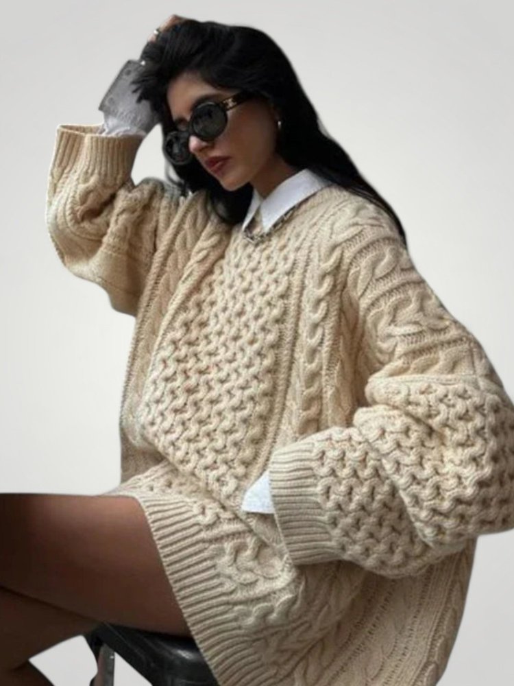 Pull Oversize Tricoté Abricot Confortable 1 - Mode Lumière