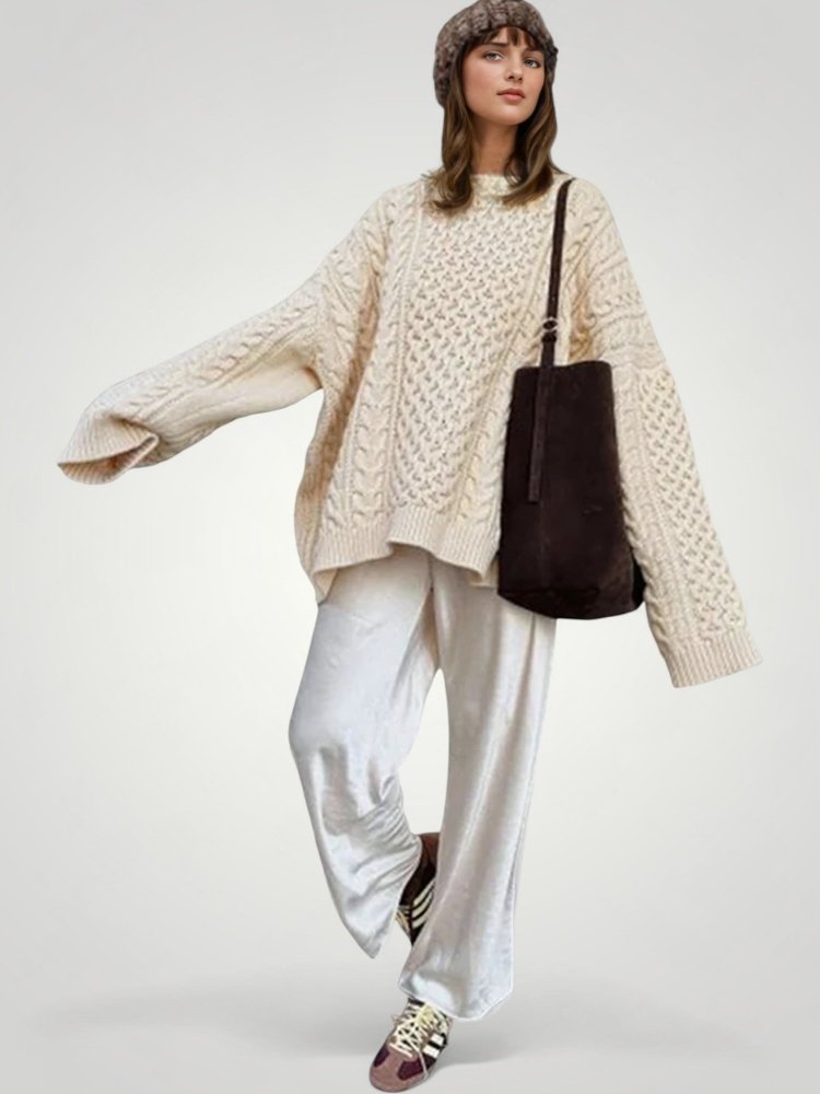 Pull Oversize Tricoté Abricot Confortable 2 - Mode Lumière
