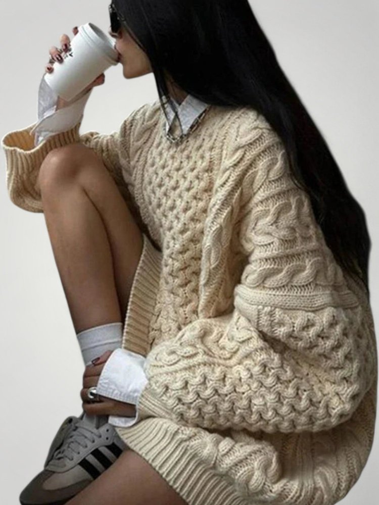 Pull Oversize Tricoté Abricot Confortable 3 - Mode Lumière
