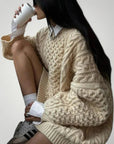 Pull Oversize Tricoté Abricot Confortable 3 - Mode Lumière