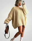 Pull Oversize Tricoté Abricot Confortable 4 - Mode Lumière