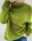 Pull Tricoté Oversize Vert Herbe Confortable 1 - Mode Lumière