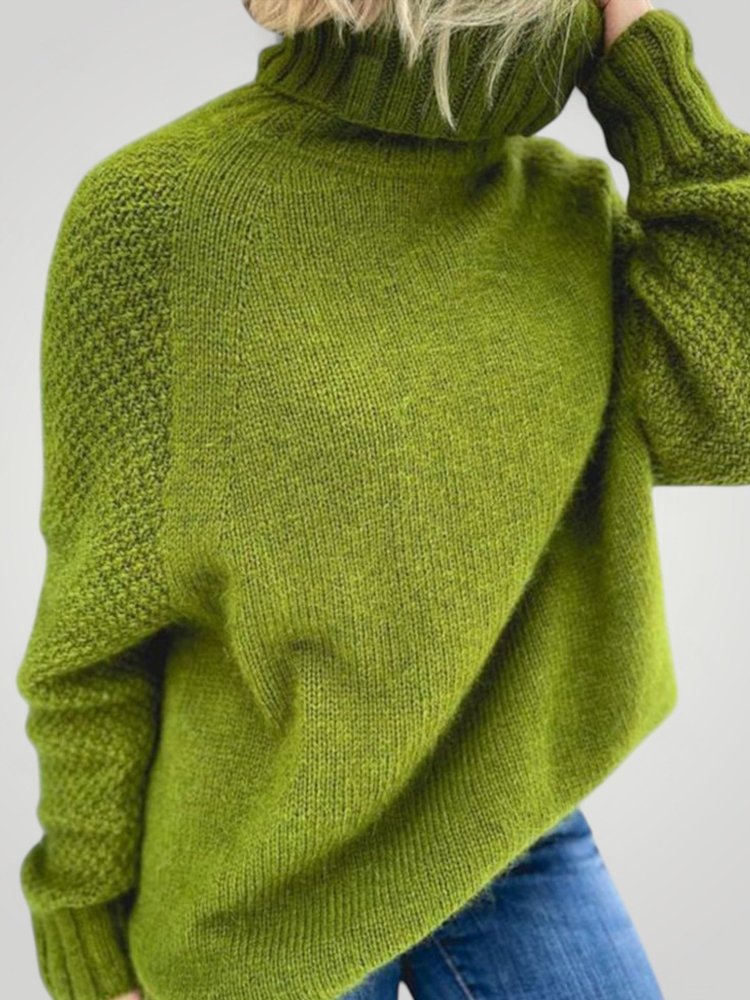 Pull Tricoté Oversize Vert Herbe Confortable 4 - Mode Lumière
