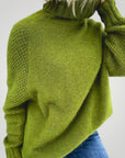 Pull Tricoté Oversize Vert Herbe Confortable 4 - Mode Lumière
