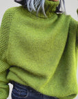 Pull Tricoté Oversize Vert Herbe Confortable 3 - Mode Lumière