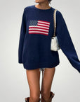 Pull Tricoté Motif Drapeau Américain Élégant 1 - Mode Lumière