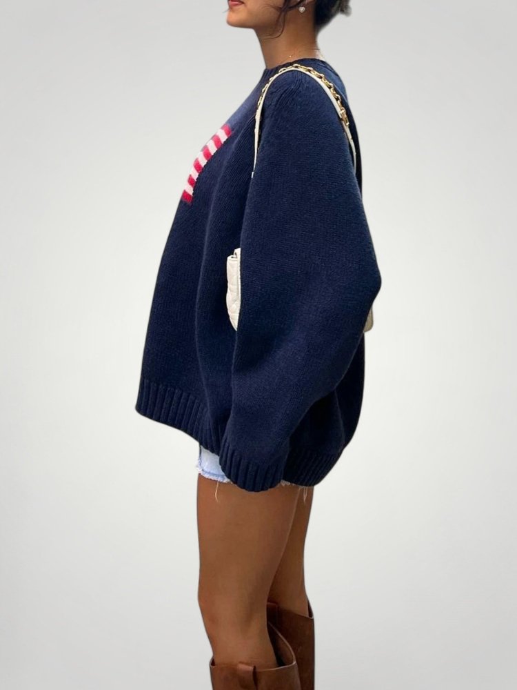 Pull Tricoté Motif Drapeau Américain Élégant 2 - Mode Lumière