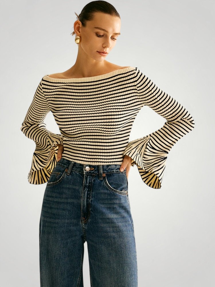 Pull à Épaules Volantées Chic et Élégant 1 - Mode Lumière