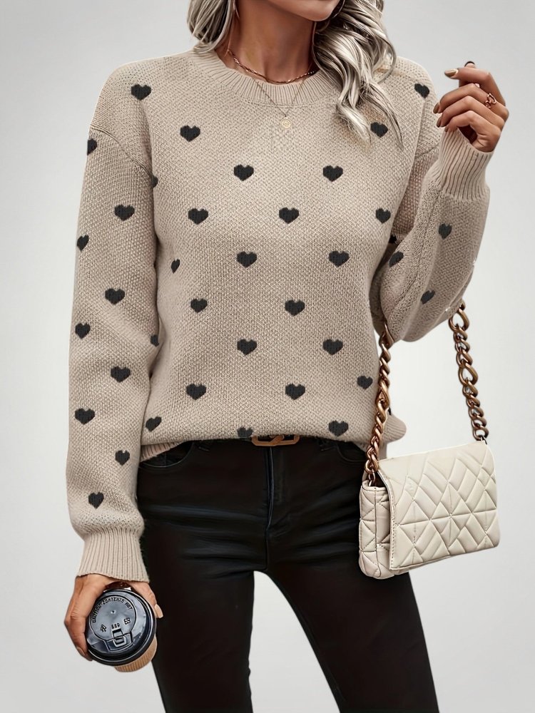 Pull à Motif Cœur Élégant et Confortable 1 - Mode Lumière