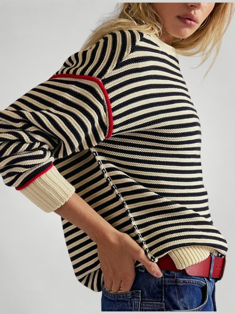 Pull à Rayures Horizontales Élégant 3 - Mode Lumière