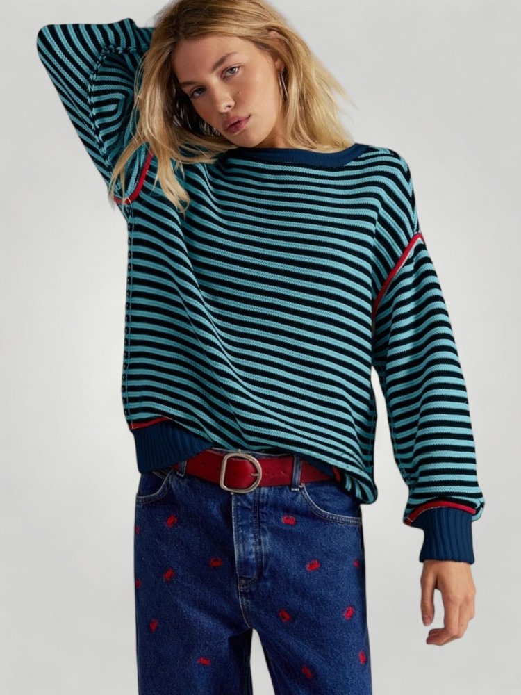Pull à Rayures Horizontales Élégant 4 - Mode Lumière