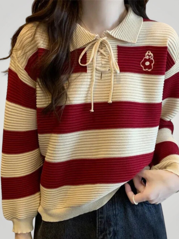 Pull d Automne Chic avec Nœud Élégant 1 - Mode Lumière