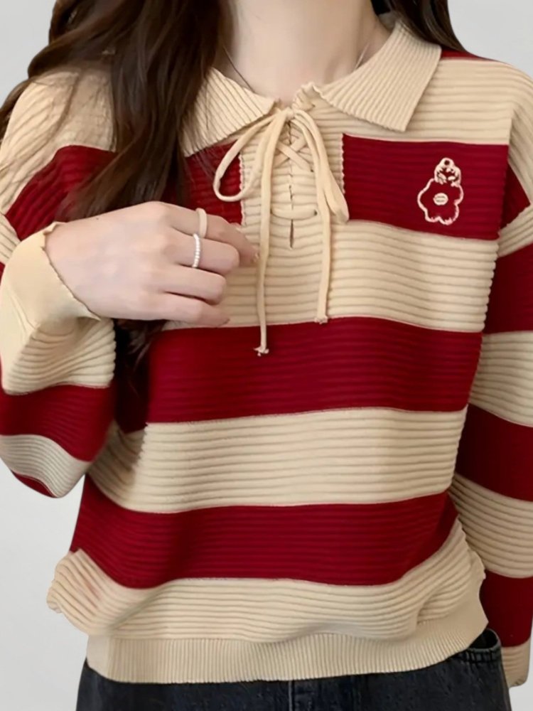 Pull d Automne Chic avec Nœud Élégant 2 - Mode Lumière