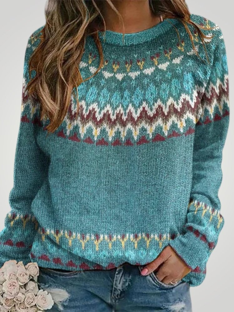 Pull d’Hiver Style Norvégien Bleu Élégant 1 - Mode Lumière