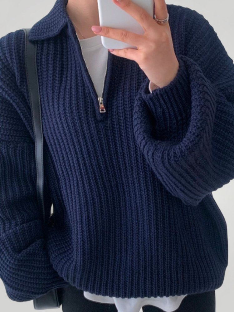 Pull d’Hiver avec Col Plié Élégant et Confortable 1 - Mode Lumière