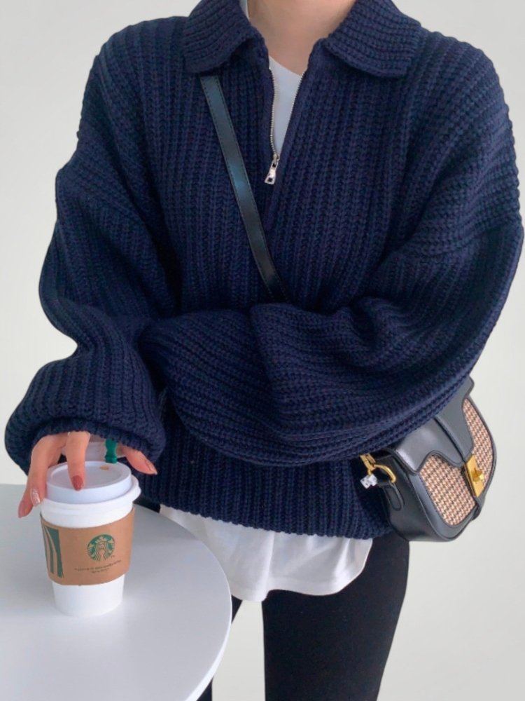 Pull d’Hiver avec Col Plié Élégant et Confortable 2 - Mode Lumière