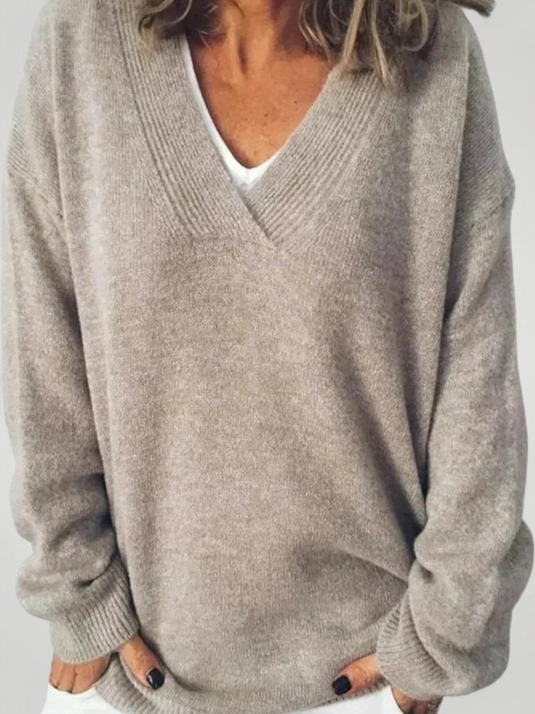Pull en Cachemire Col V Élégant 1 - Mode Lumière
