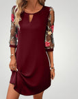 Robe Courte Femme Élégante avec Manches Transparentes