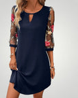 Robe Courte Femme Élégante avec Manches Transparentes
