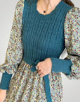 Robe Fleurie Élégante d’Hiver avec Ceinture