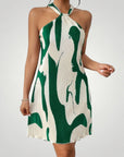 Robe Halter Femme Géométrique Élégante