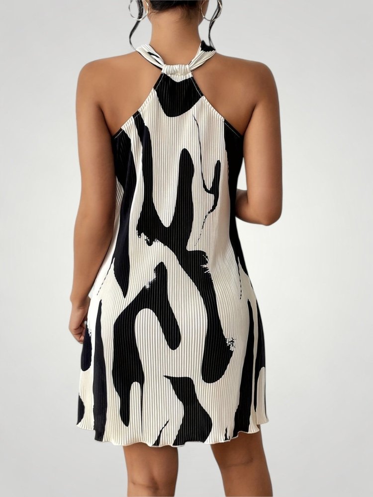 Robe Halter Femme Géométrique Élégante