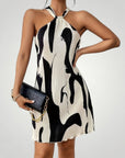 Robe Halter Femme Géométrique Élégante