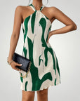 Robe Halter Femme Géométrique Élégante