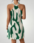 Robe Halter Femme Géométrique Élégante
