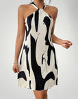 Robe Halter Femme Géométrique Élégante