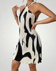 Robe Halter Femme Géométrique Élégante