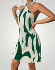 Robe Halter Femme Géométrique Élégante