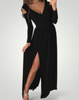 Robe Longue Femme Élégante avec Fente Séduisante