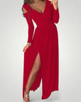 Robe Longue Femme Élégante avec Fente Séduisante
