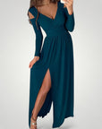 Robe Longue Femme Élégante avec Fente Séduisante