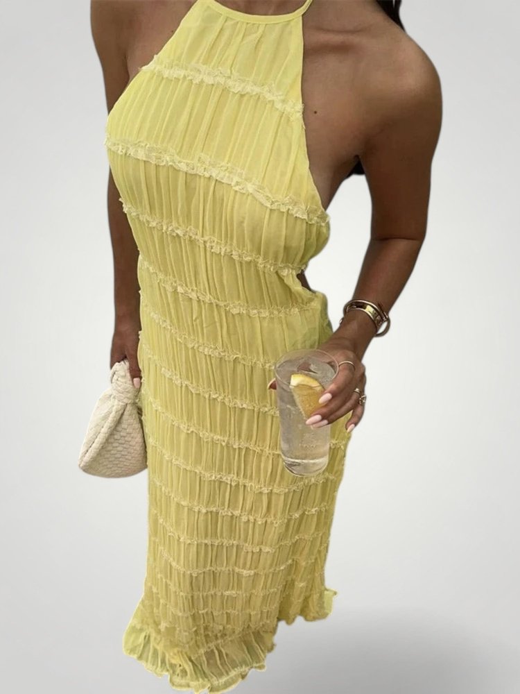 Robe Longue Femme Élégante à Col Halter