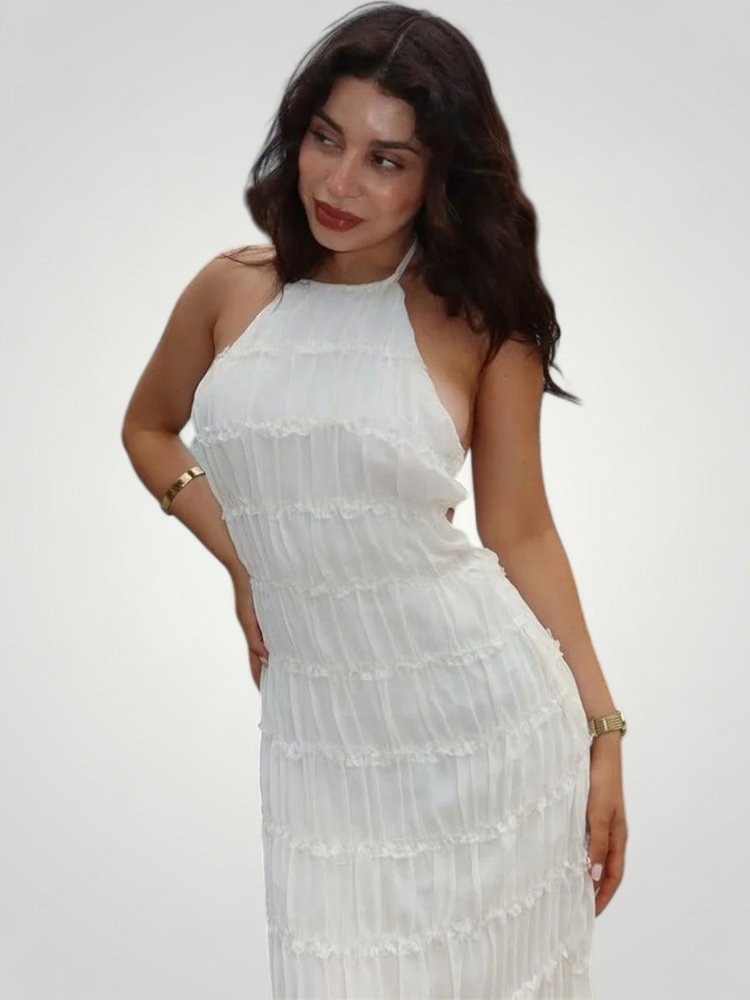 Robe Longue Femme Élégante à Col Halter
