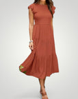 Robe Maxi Femme Élégante à Manches Papillon