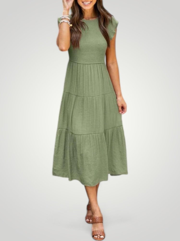 Robe Maxi Femme Élégante à Manches Papillon