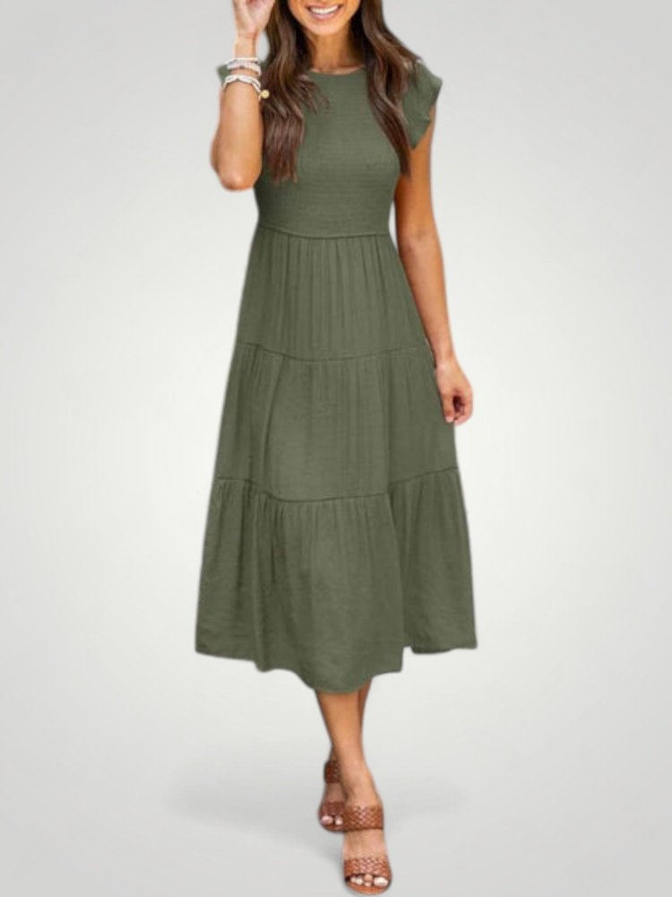 Robe Maxi Femme Élégante à Manches Papillon