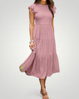 Robe Maxi Femme Élégante à Manches Papillon
