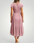 Robe Maxi Femme Élégante à Manches Papillon