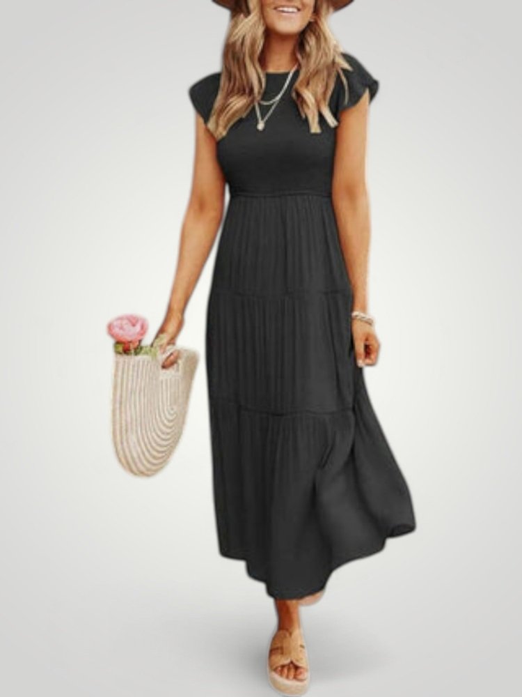 Robe Maxi Femme Élégante à Manches Papillon