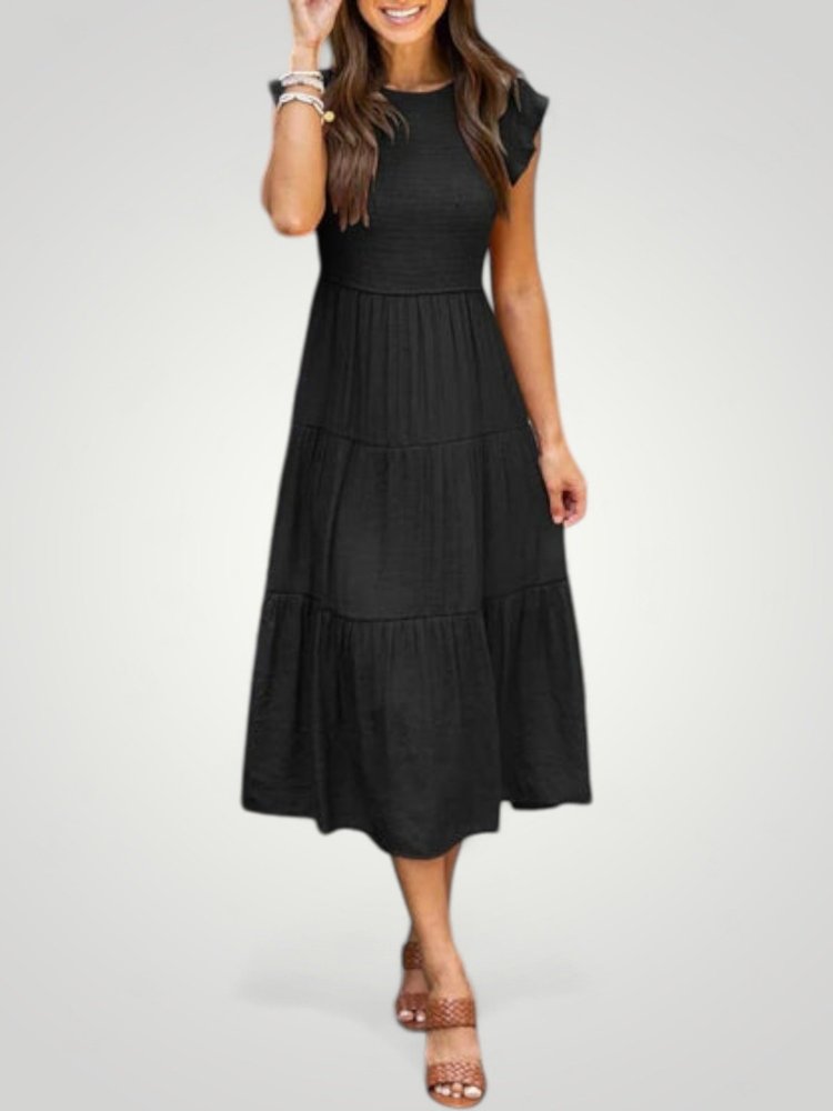 Robe Maxi Femme Élégante à Manches Papillon